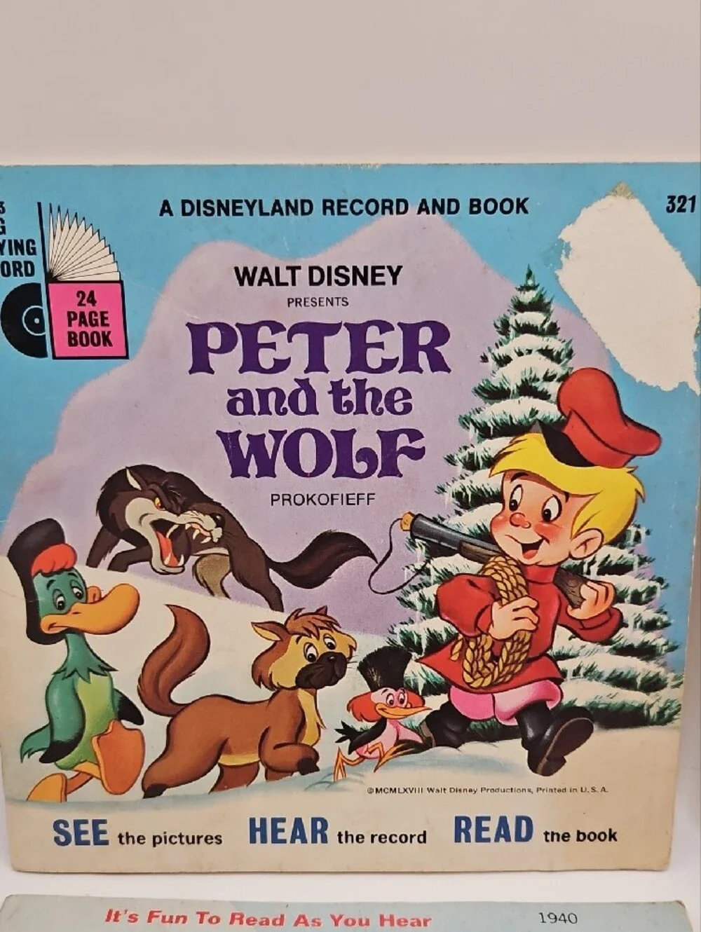 Vintage Lot 6 Vintage Book & Record Kids Variety 33 1/3 RPM & 45 RPM Collectible